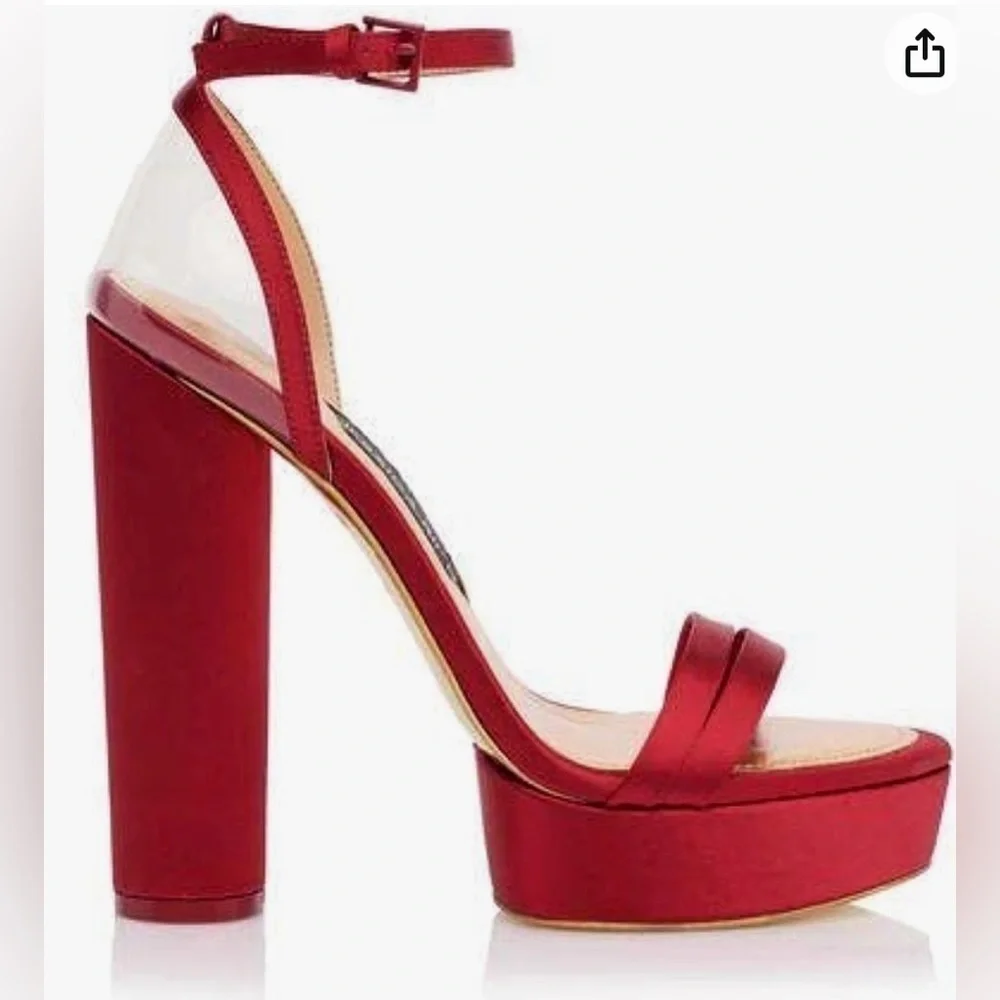 JESSICA RICH PLATFORM SANDAL SATIN RED 5.5”HEEL” SIZE 10 MEDIUM